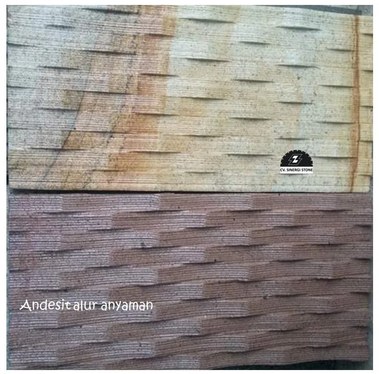 batu alam andesit alur anyaman untuk dinding luar