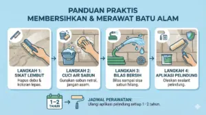 Infografis cara merawat batu alam dan aplikasi sealant pelindung