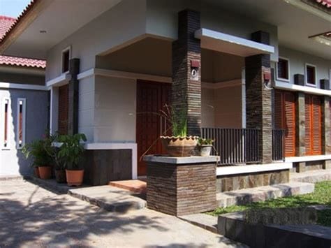 desain tiang teras elegan batu alam batu andesit