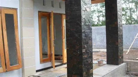 model pagar depan minimalis batu alam terbaik ndik home