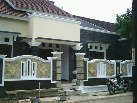 model pagar minimalis modern hiasan batu alam