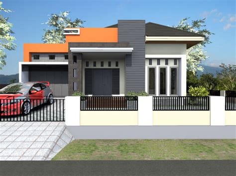 gambar rumah modern minimalis tampak depan batu alam