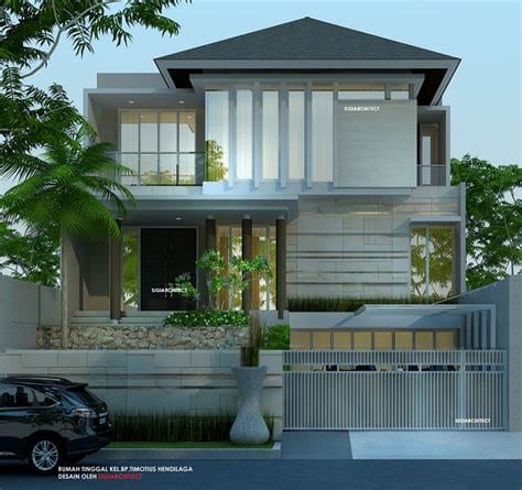 desain rumah lantai minimalis tropis