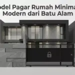 Infografis model pagar rumah minimalis modern dari batu alam andesit Sinergi Stone.