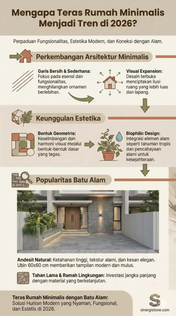 Tren teras rumah minimalis 2026 dengan batu alam andesit dan biophilic design