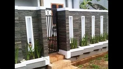 top pagar rumah tembok batu alam homkonsep