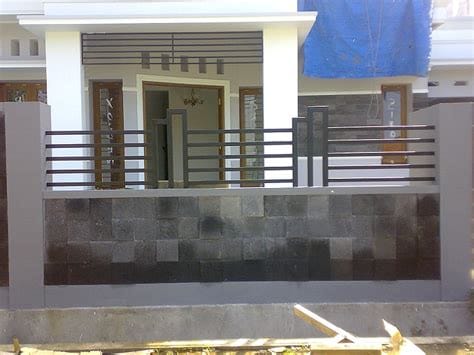 desain pagar besi minimalis batu alam terbaru