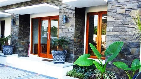 percantik dinding eksterior rumah batu alam