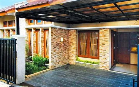 cantiknya rumah minimalis tampak depan batu alam