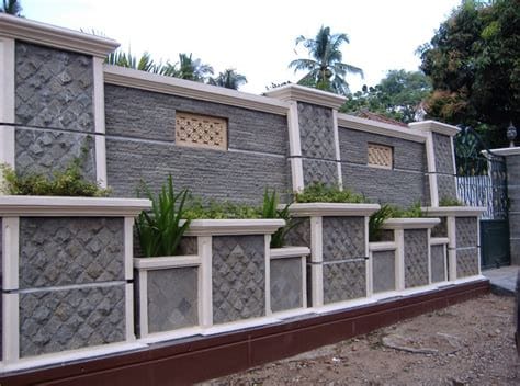 contoh desain pagar rumah batu alam terbaru desain