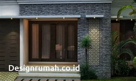 desain rumah bagian depan batu alam