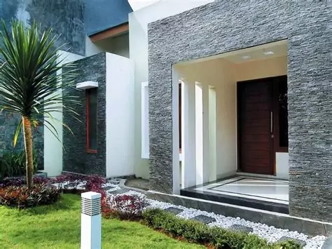 desain tiang teras elegan batu alam batu andesit