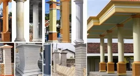 desain tiang teras batu alam klasik mewah modern