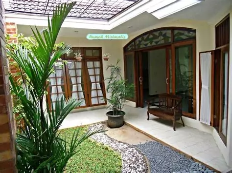 desain teras rumah minimalis batu alam taman hias