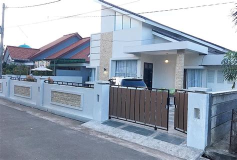 desain pagar batu alam minimalis model rumah