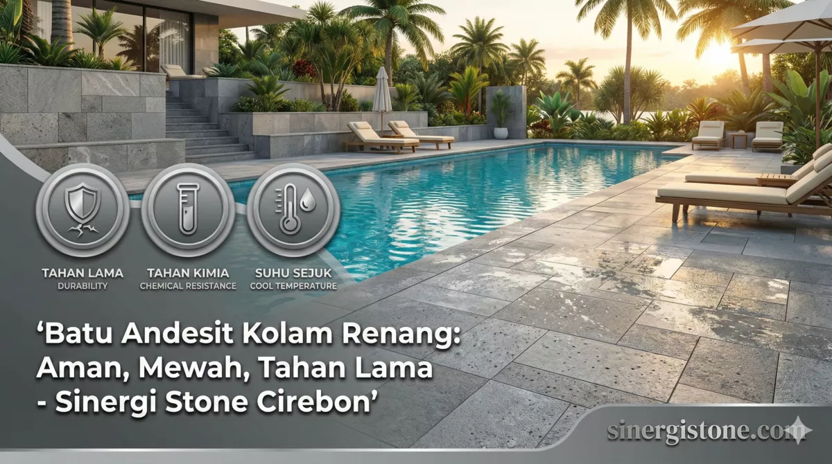 Infografis batu andesit kolam renang anti-slip mewah tahan lama Sinergi Stone