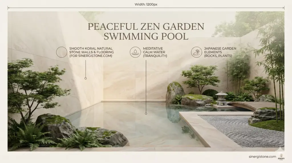 Kolam renang Zen Garden batu koral halus menenangkan Sinergi