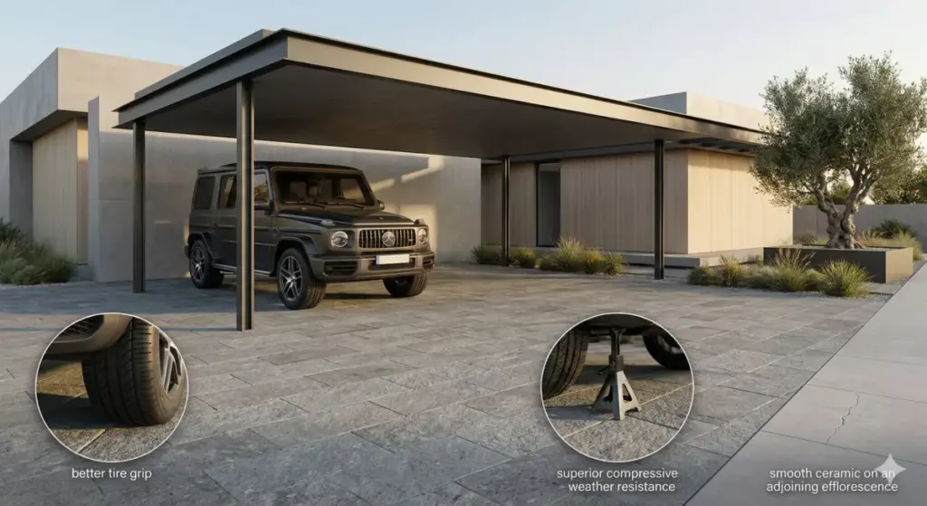 Perbandingan batu andesit vs keramik lantai carport tahan cuaca anti pudar minim perawatan