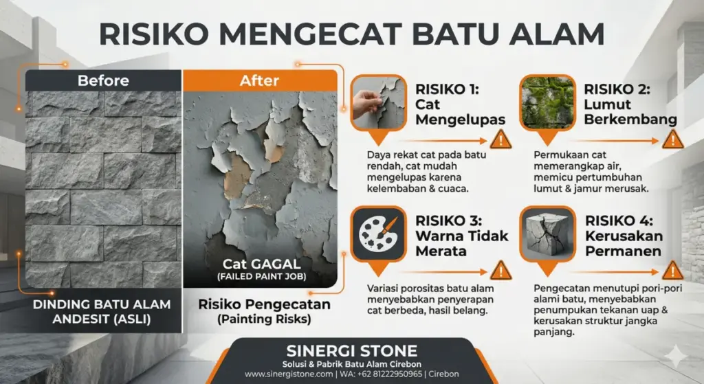 Infografis 4 risiko utama mengecat batu alam