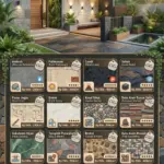 Infografis 15+ jenis batu alam untuk dinding teras, pagar, dan outdoor dari Sinergi Stone Cirebon, tren 2026.