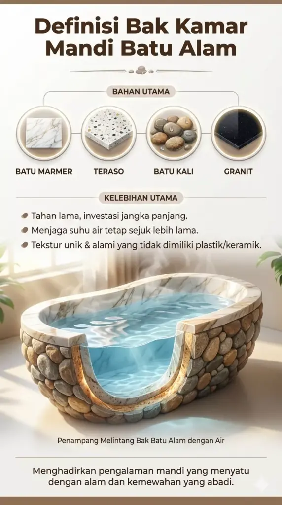 Definisi bak kamar mandi batu alam marmer teraso granit dengan keunggulan tahan lama
