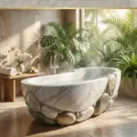 5 inspirasi bak kamar mandi batu alam untuk hunian modern dengan desain minimalis mewah