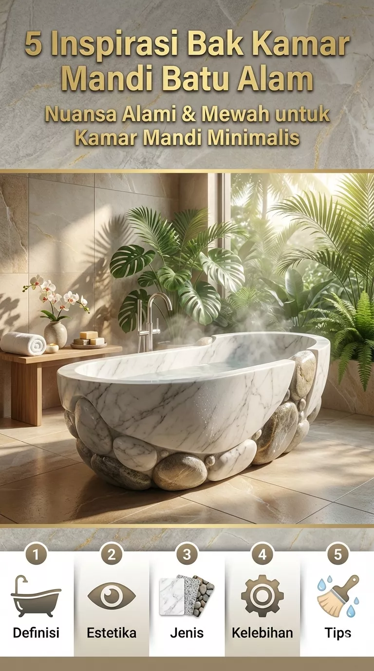 5 inspirasi bak kamar mandi batu alam untuk hunian modern dengan desain minimalis mewah